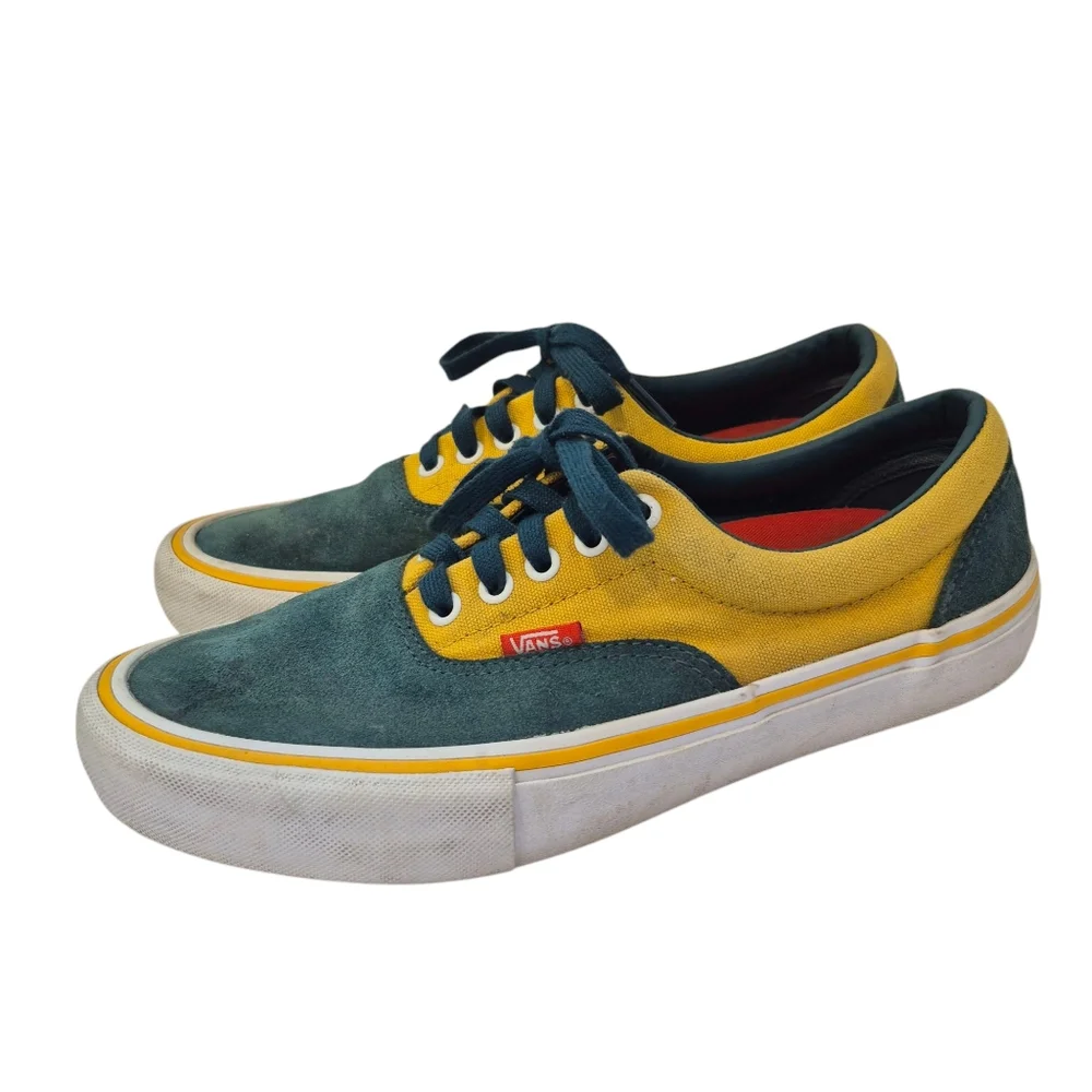 Vans Era Pro Sneaker in Prime Atlantic Gold Green Suede Lace Up Shoes Size 8